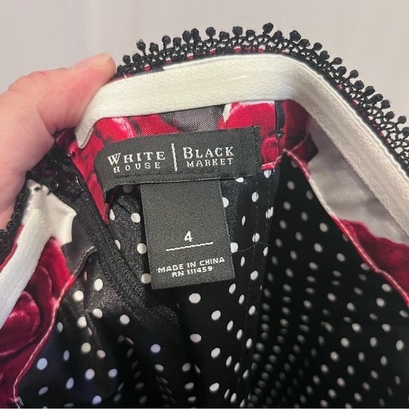 White House Black Market Bustier Top Corset Floral Red black Women 4 Small - Picture 3 of 6
